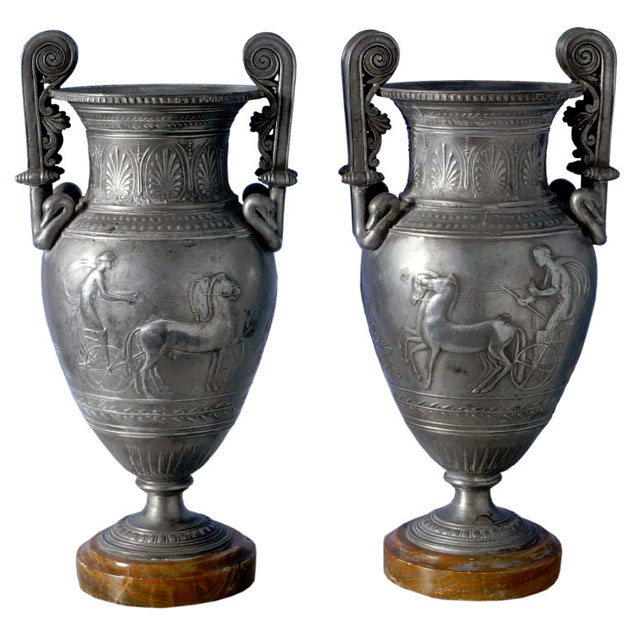 Antique Pewter Urns