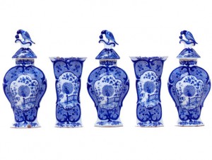 Dutch Delft Blue and White Garniture