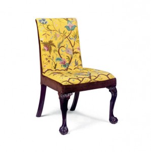 Floral Embroidered Mahogany Side Chair