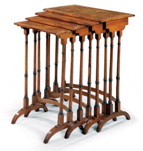 Regency Quartetto Tables in Burl Yew