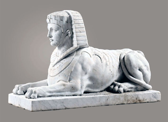Italian White Marble Sphinx