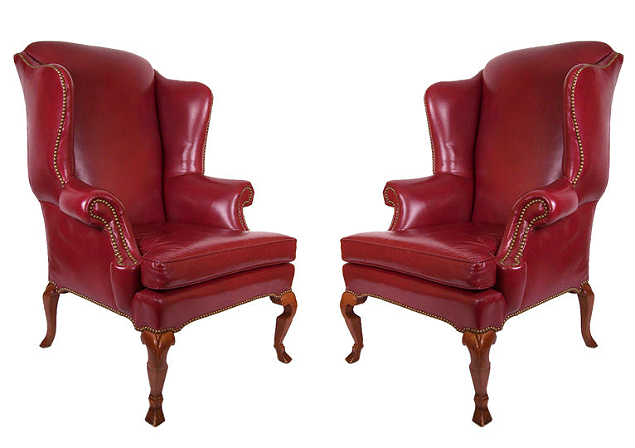 red leather wingback chairs